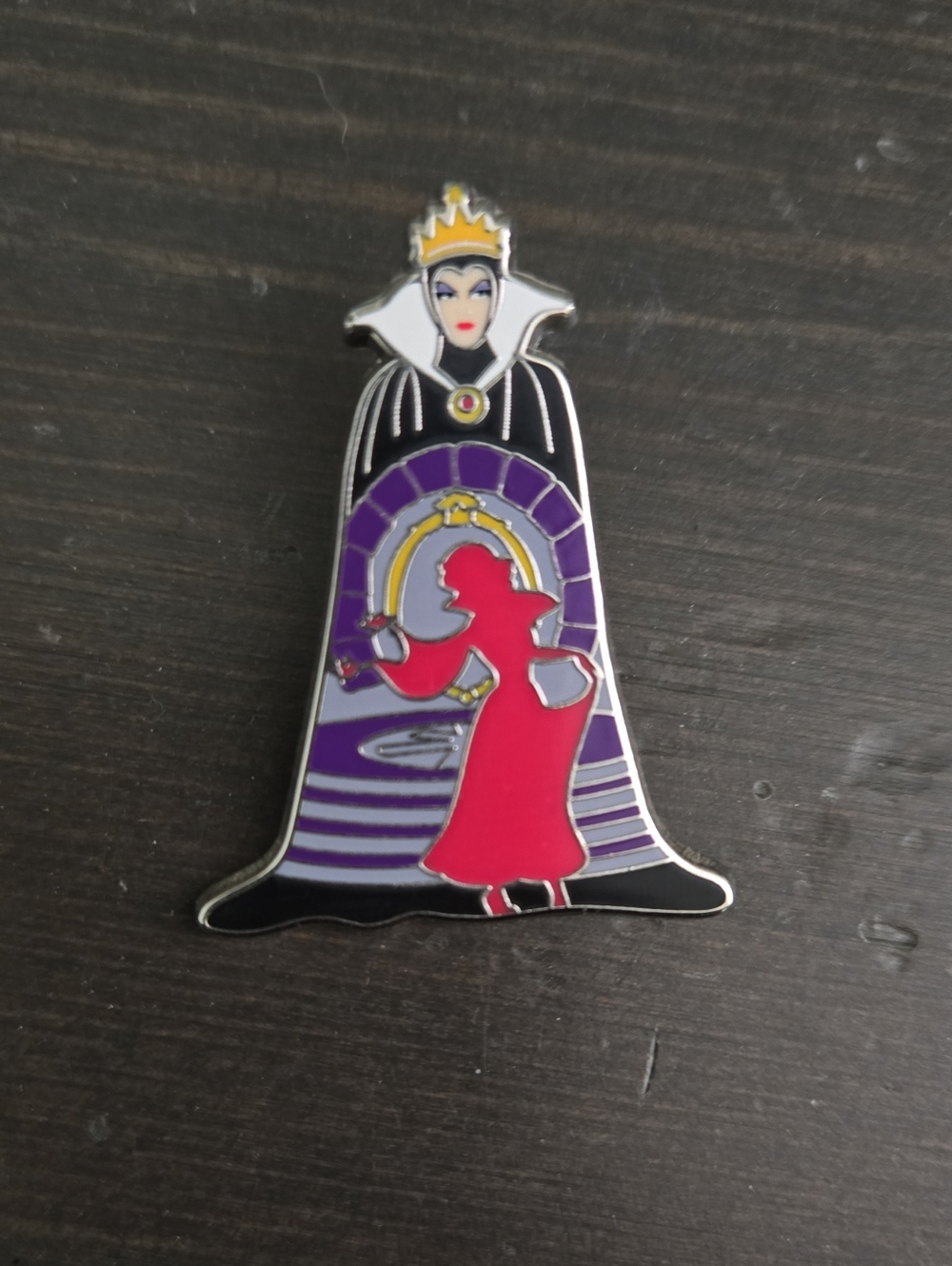 Disney Enamel Villain Pin with Red Silhouette and Purple Arch